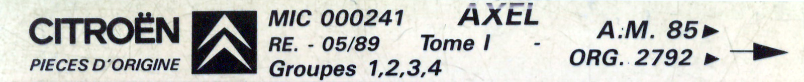 MIC000241 Catalogue pièces rechange Citroën Axel 2792► 05/89